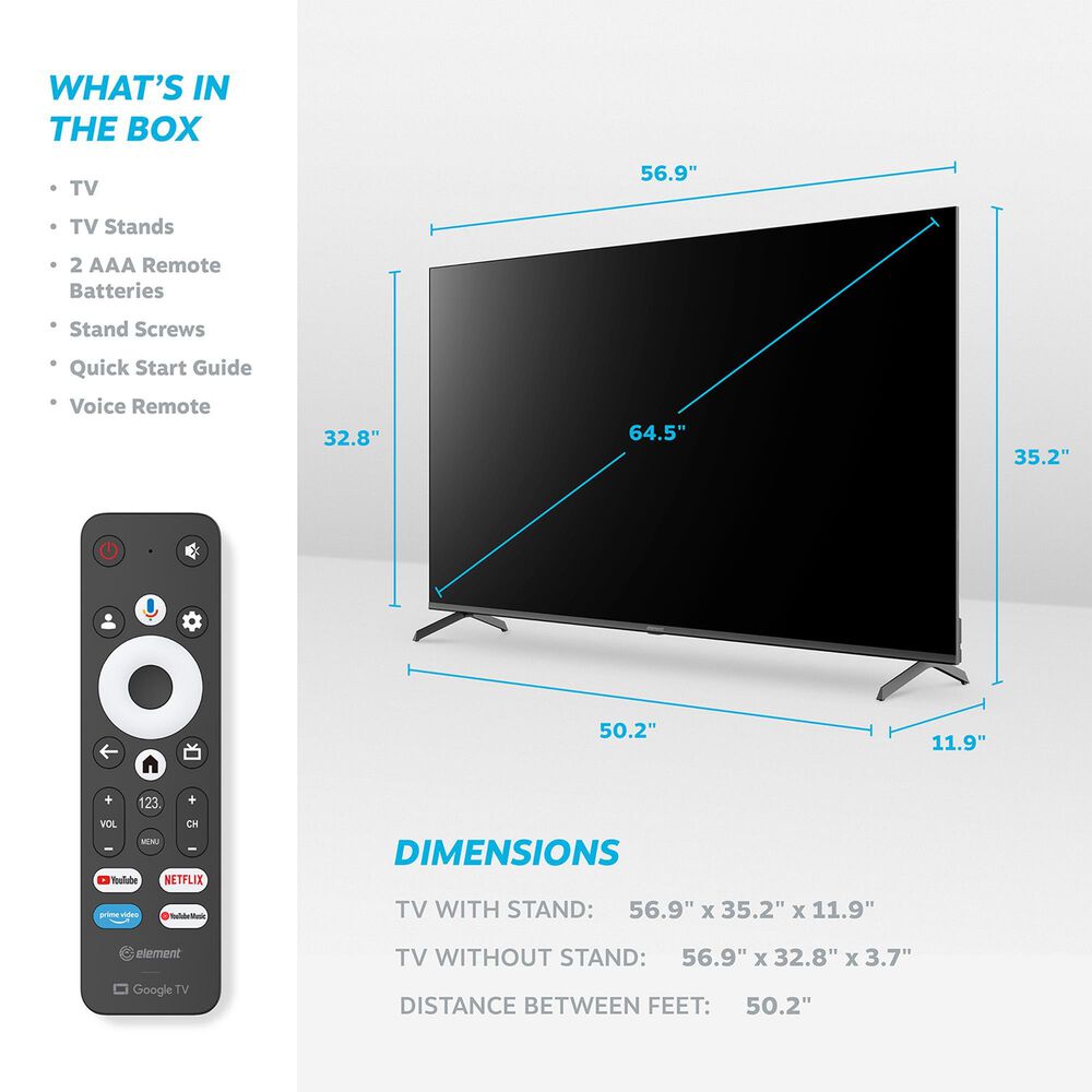 Element 65&quot; 4K UHD HDR Smart Google TV, with 144Hz, Dolby Atmos, , large