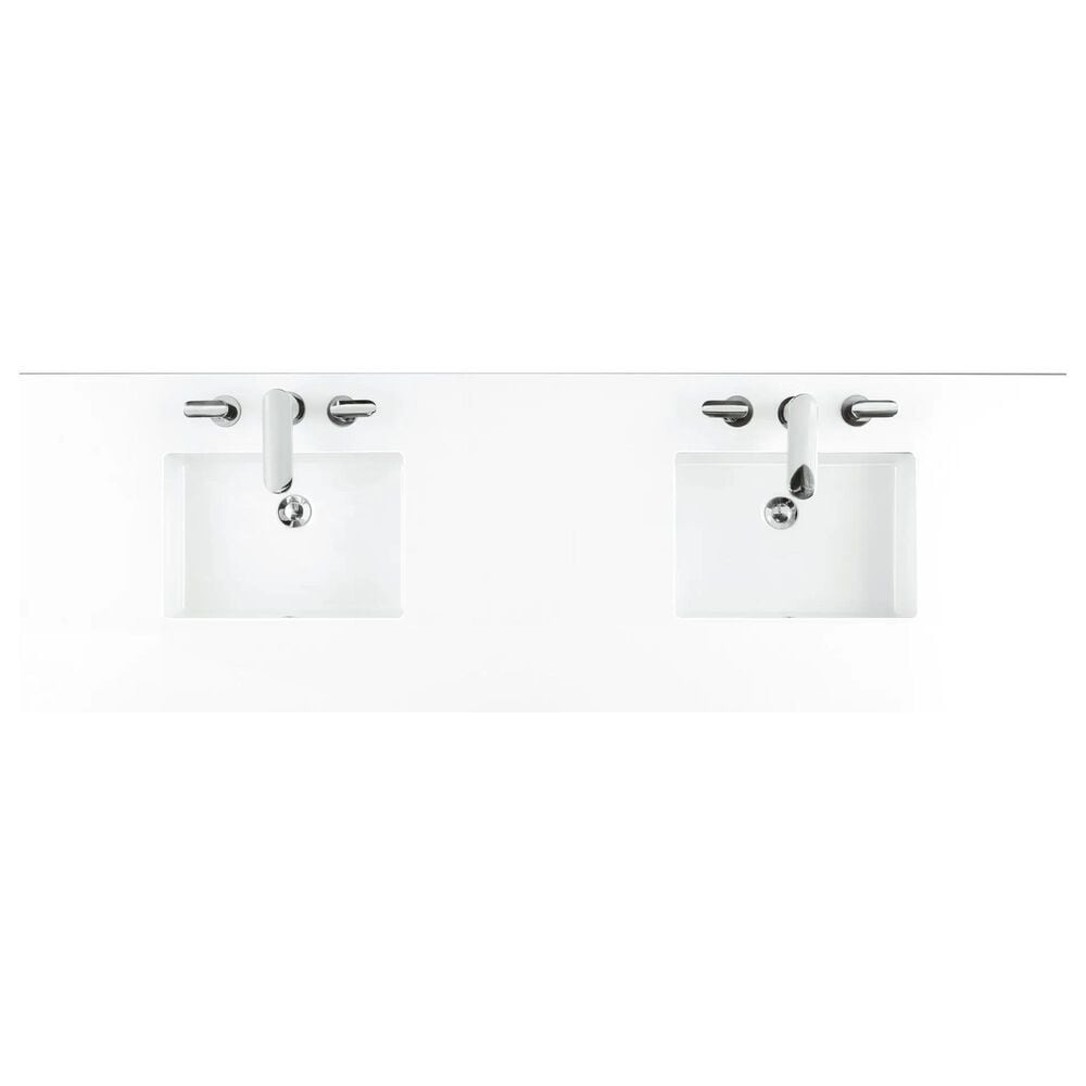 James Martin Vanities Brittany 72&quot; Double Bathroom Vanity in Bright White with 3 cm White Zeus Quartz Top and Rectangular Sinks, , large