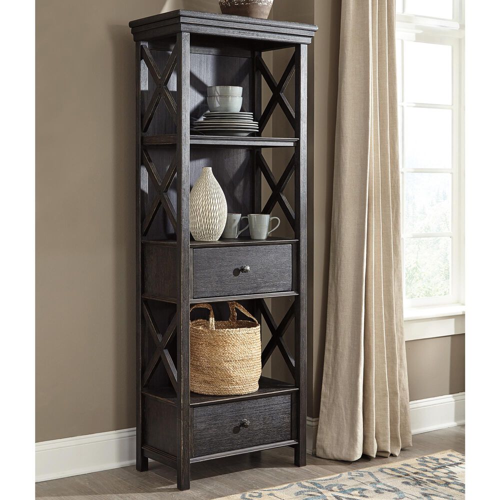 Ashley Tyler Creek 3-Shelf Display Cabinet in Antique Black and Gray, , large
