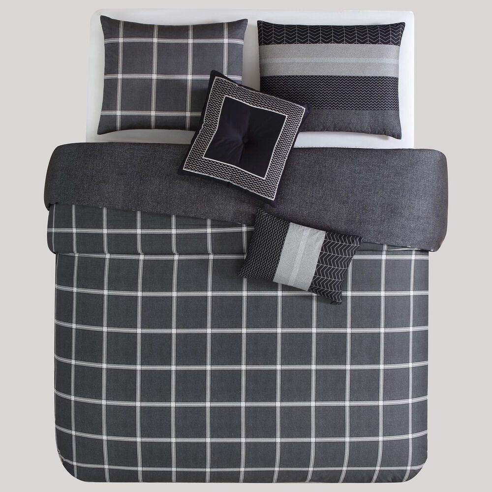 BEBEJAN Kyle 5-Piece King Comforter Set in Black and Grey, , large
