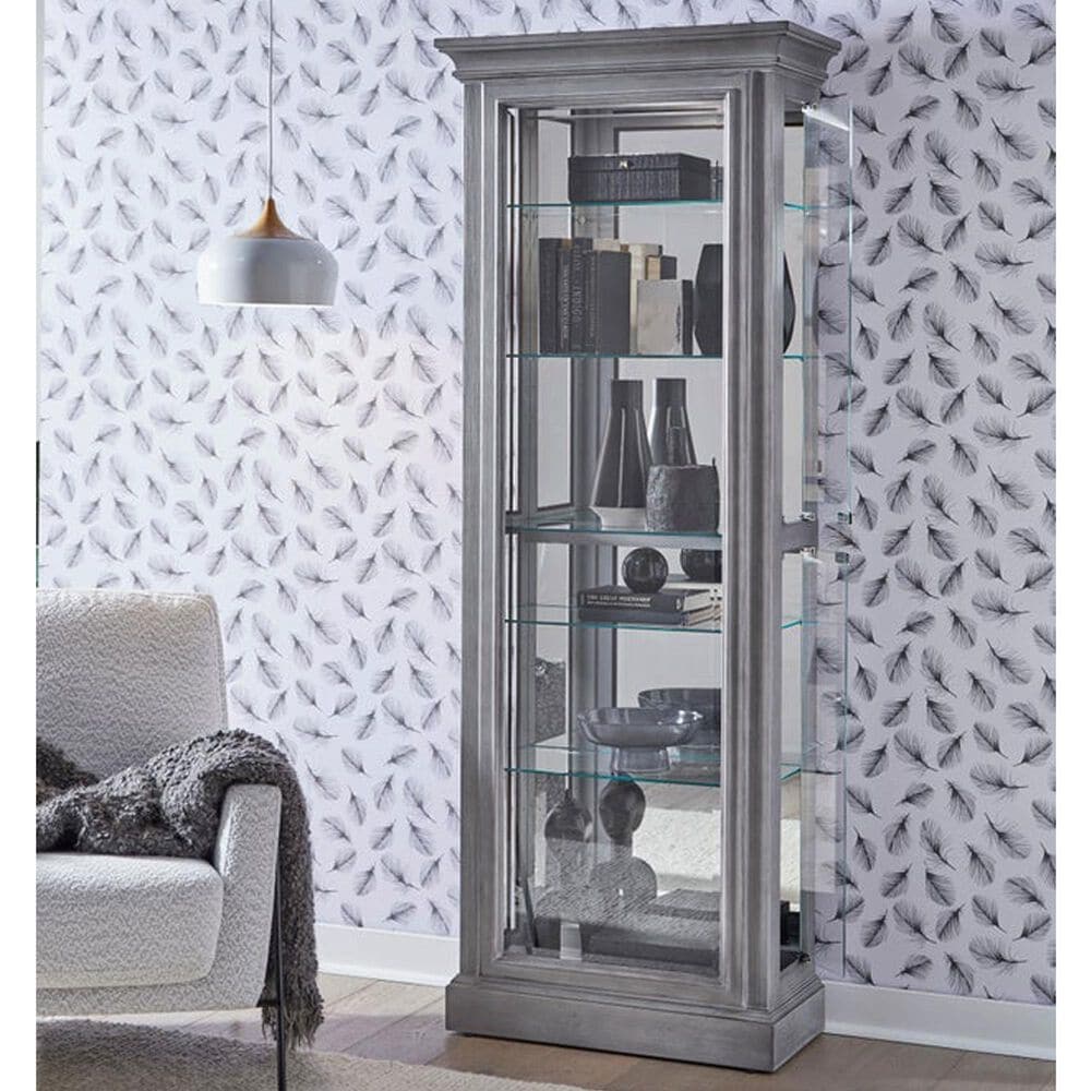 Chapel Hill Traditional Wood and Glass Curio Cabinet in Gray, , large
