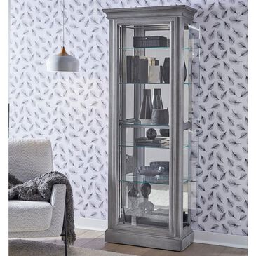 Chapel Hill Traditional Wood and Glass Curio Cabinet in Gray, , large