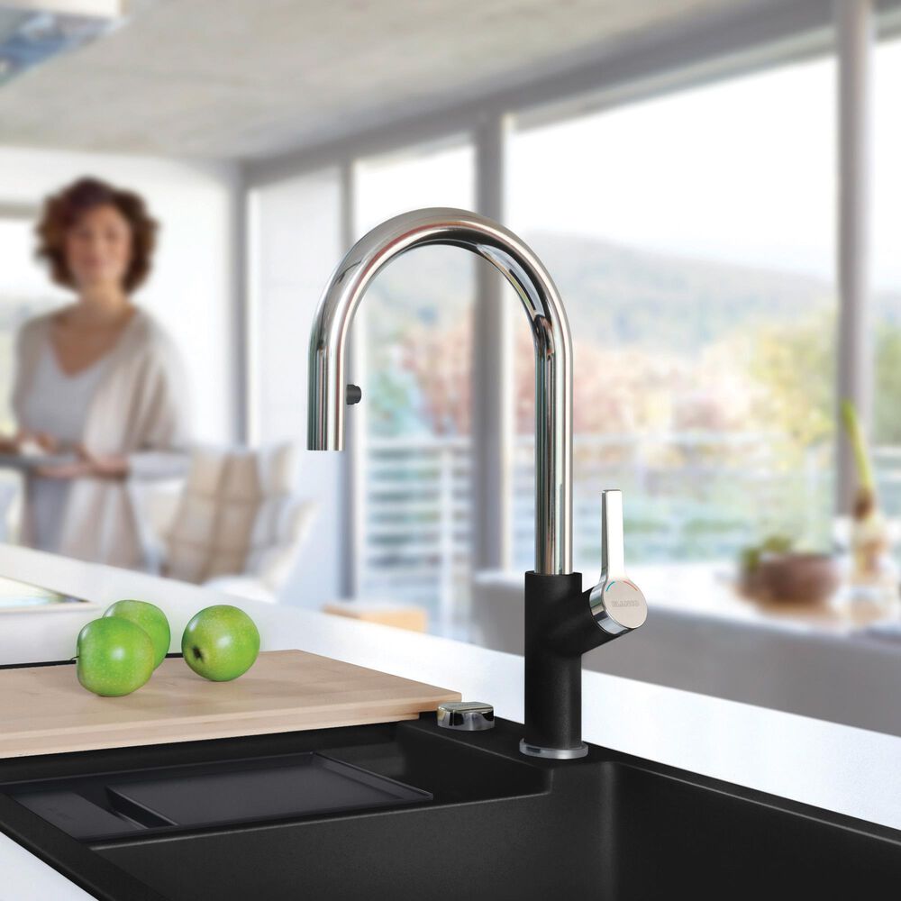 Blanco Urbena 1.5 GPM Pull-Down Kitchen Faucet in Chrome and Coal Black, , large