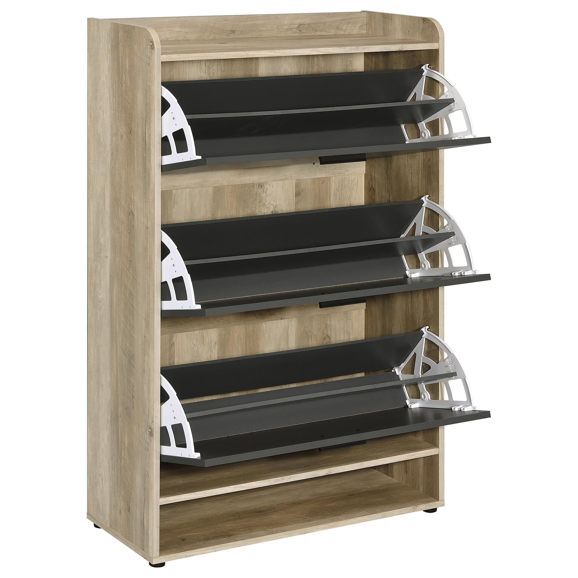 Pacific Landing Denia 3-Tier Shoe Storage Cabinet in Antique Pine