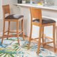 Linon Home Decor Talabis Bar Stool with Grey Cushion in Brown (Set of 2), , large