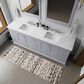 Lexora Home Dukes 84" Double Bathroom Vanity in Dark grey with 2 cm White Carrara Marble Top and Rectangular Sinks, , large