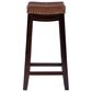 Linon Home Decor Claridge Counter Stool with Cognac Cushion in Dark Brown, , large