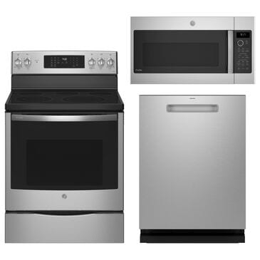 GE Profile 3-Piece Kitchen Package with 30" Free-Standing Electric Range and 24" Dishwasher in Fingerprint Resistant Stainless Steel, , large