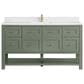 James Martin Vanities Breckenridge 60" Single Bathroom Vanity in Smokey Celadon with Single Hole 3 cm White Zeus Quartz Top and Rectangular Sink, , large