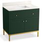 Kohler Calpa 36" Single Bathroom Vanity in Emerald Green with 2 cm White Quartz Top and Rectangular Sink, , large