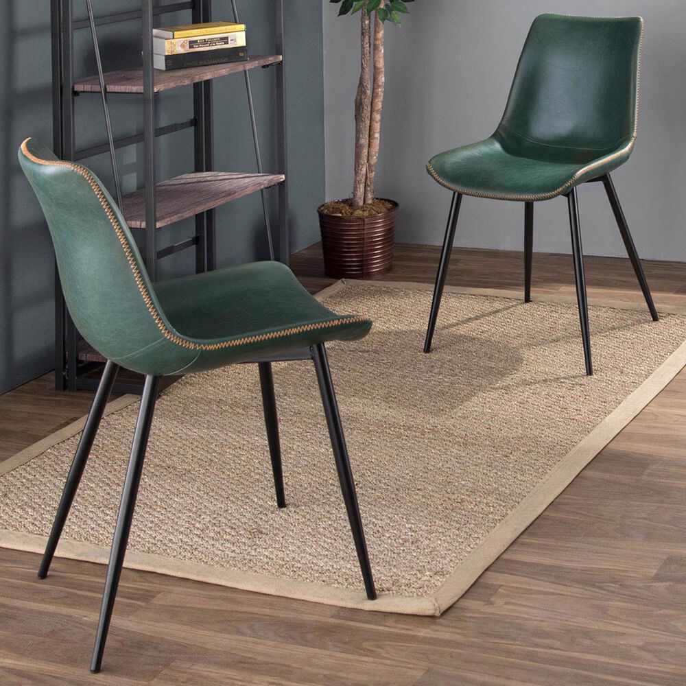 LumiSource Durango Side Chair with Green Upholstered in Black (Set of 2), , large