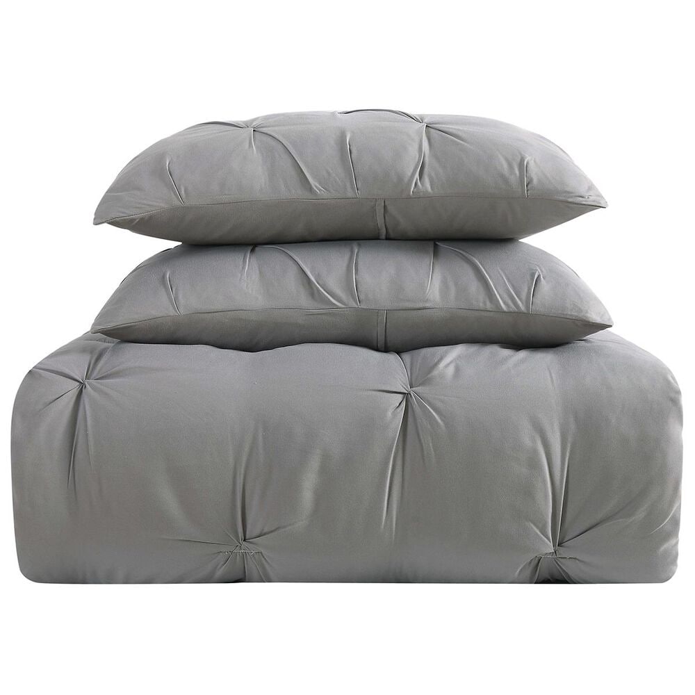 Pem America Truly Soft Pleated 2-Piece Twin XL Duvet Set in Grey, , large