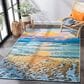 Safavieh Barbados Tropical Sunset 4" x 6" Gold and Blue Indoor/Outdoor Area Rug, , large