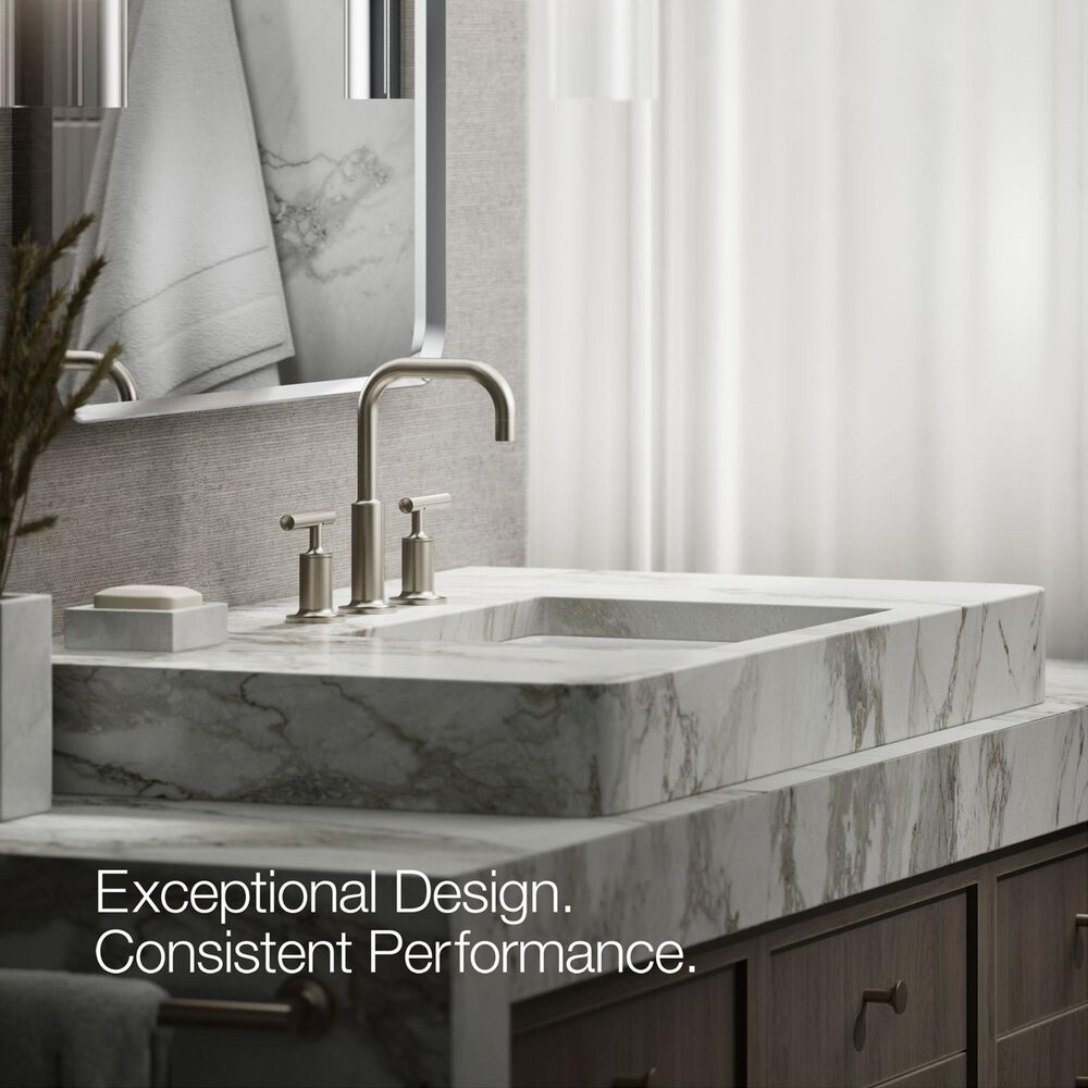 Kohler Purist Widespread Bathroom Sink Faucet with Lever Handles and High Gooseneck Spout in Vibrant Brushed Nickel, , large