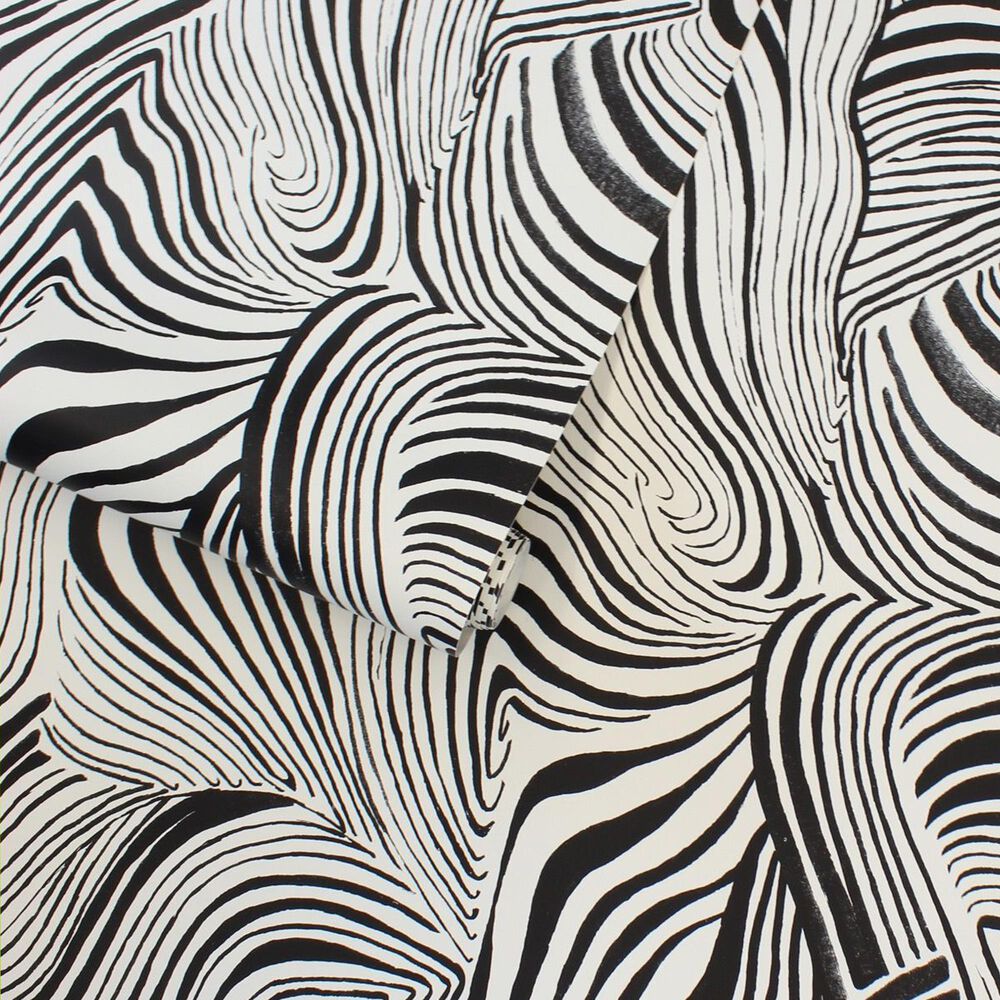 Tempaper Zebra Marble 198&quot; x 20.5&quot; Peel and Stick Wallpaper in Waverly White and Black, , large