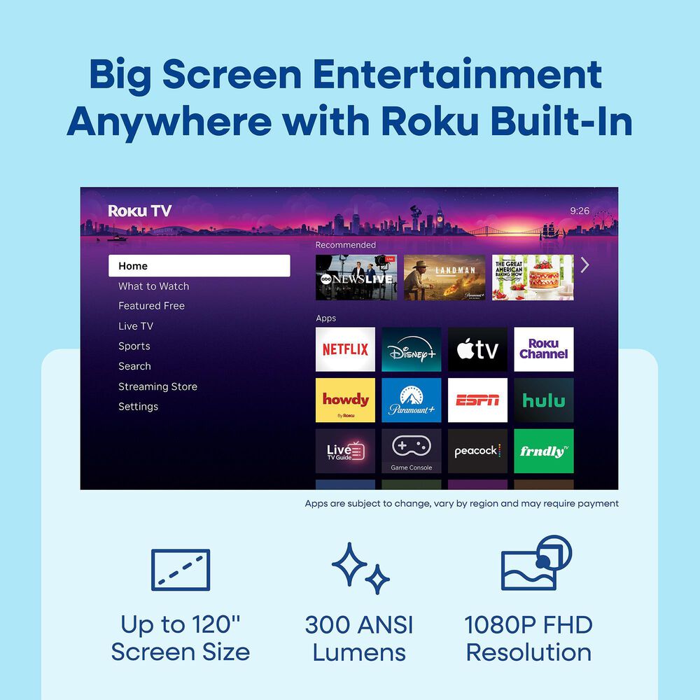 Element Roku 1080P FHD Smart Projector in Gray, , large