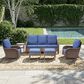 Sunwell Garden 3-Piece Patio Swivel Glider Set with 31.5" High Roll-Arm Chair in Navy, , large