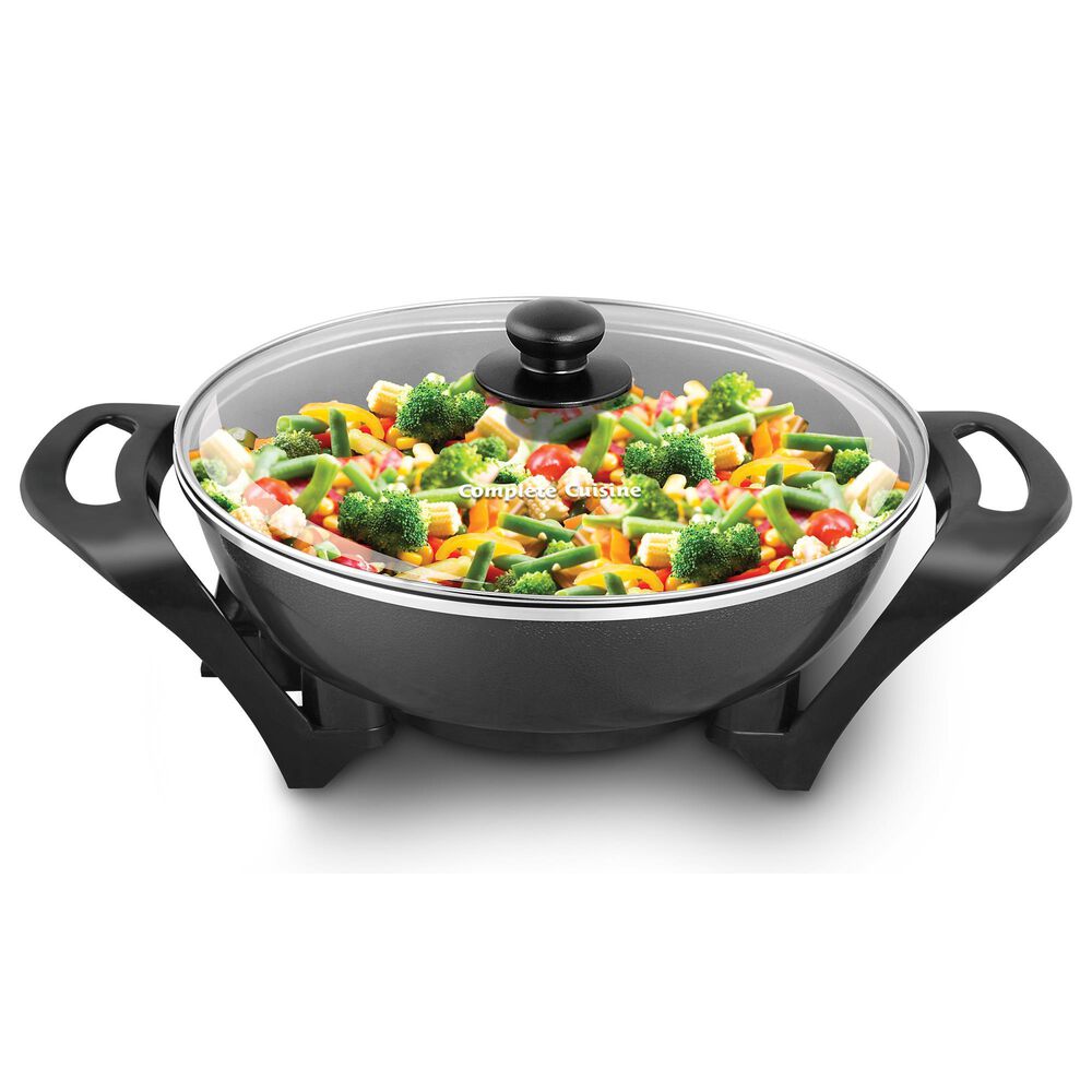 Complete Cuisine 5 Qt Electric Wok with Glass Lid in Black, , large