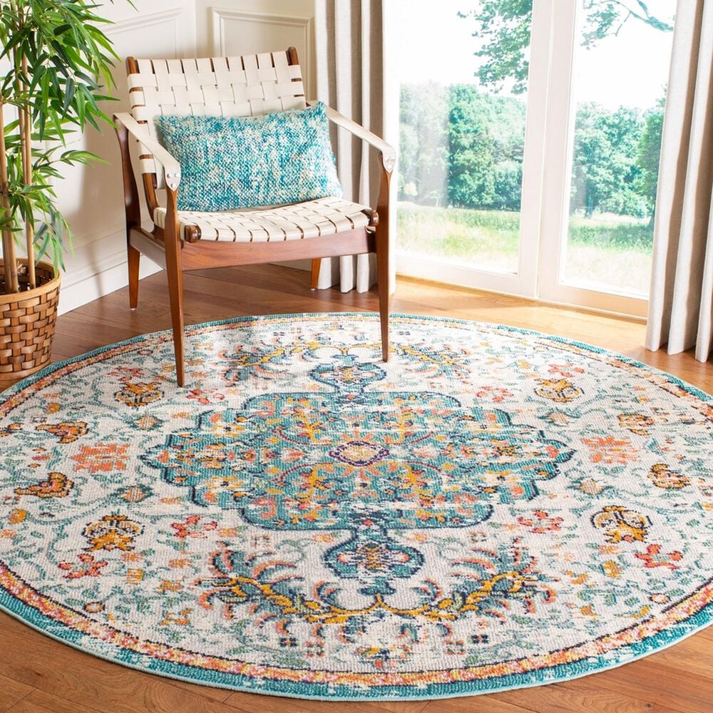 Safavieh Madison MAD447F 5&#39; Round Grey and Light Blue Area Rug, , large