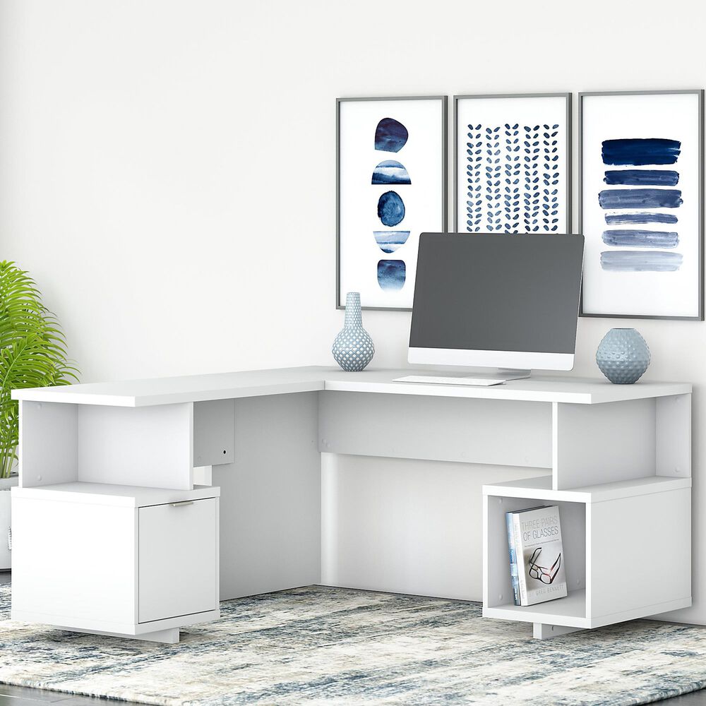 Bush Madison Avenue 60" L-Shaped Desk in Pure White, , large