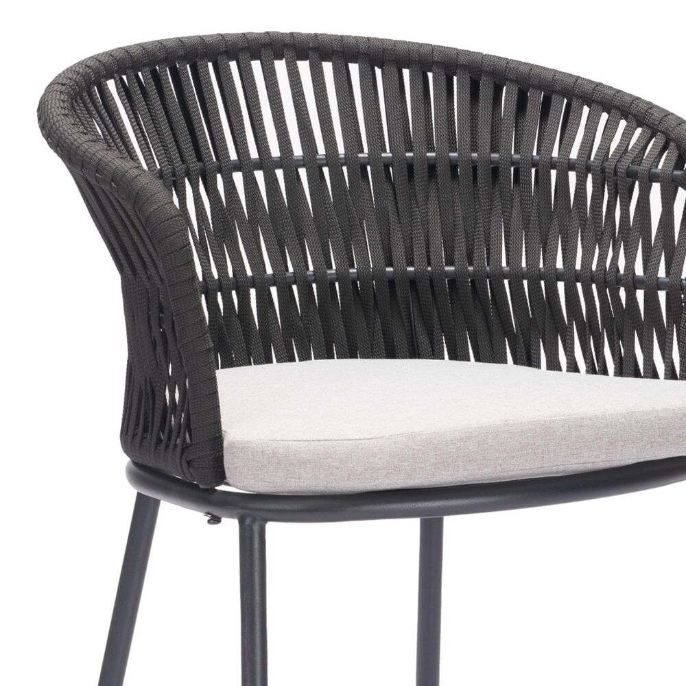 Zuo Modern Freycinet Patio Barstool with Black Frame in Gray (Set of 2), , large
