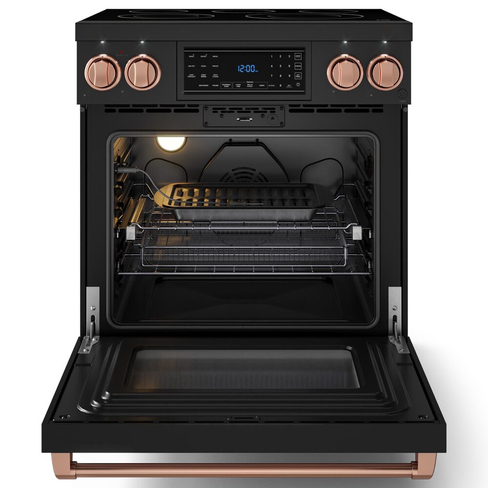 Thor Kitchen Gordon Ramsay 4.55 Cu. Ft. 30&quot; Professional Electric Range with Rose Gold Handle Kit in Black, , large