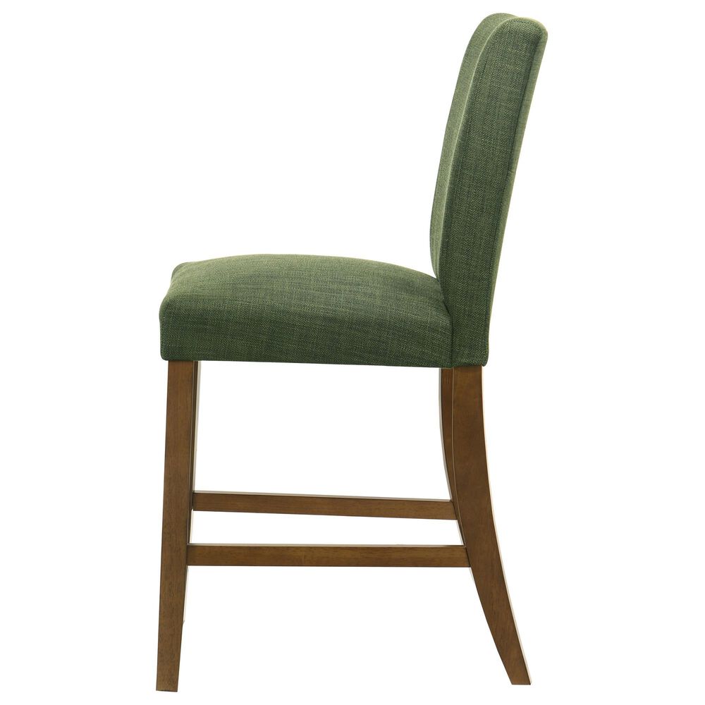 Coaster Paxton Counter Chair with Green Upholstery in Warm Brown, , large