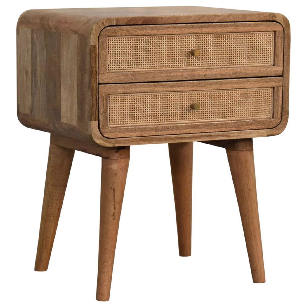 Hearth and Haven 2-Drawer Nightstand with Nordic Legs in Oak and Light Brown, , large