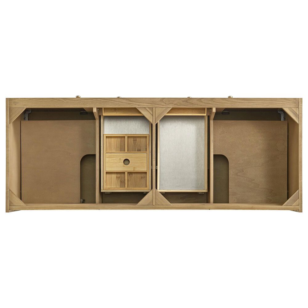 James Martin Vanities Laurent 60&quot; Double Bathroom Vanity in Light Natural Oak with 3 cm Parisien Bleu Quartz Top and Rectangular Sinks, , large