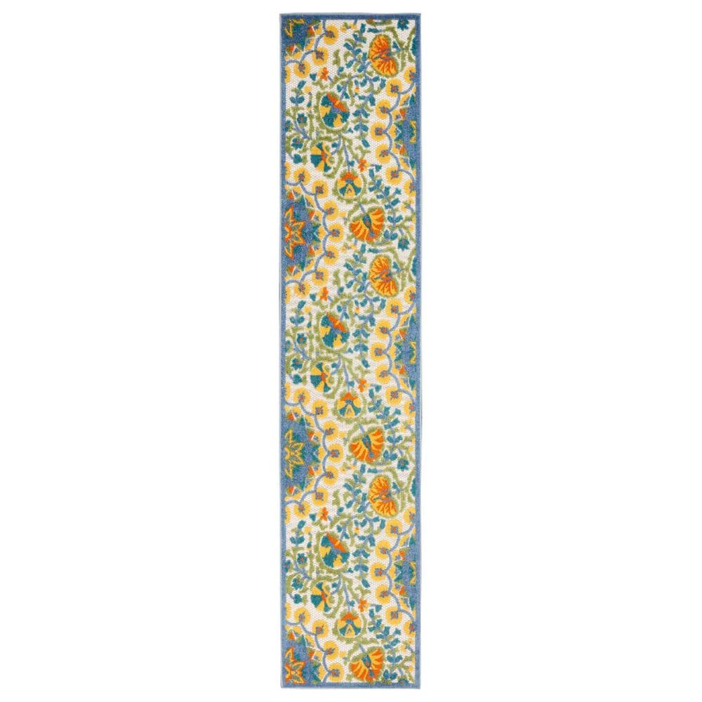 Nourison Aloha 2"3" x 12" Blue, Yellow, Orange, Green and White Indoor/Outdoor Runner, , large