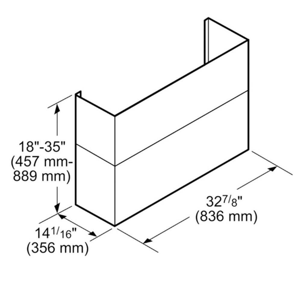 Thermador 18&quot; x 35&quot; Telescoping Duct Cover for 48&quot; Professional Chimney Wall Hood in Stainless Steel, , large