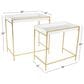 Maple and Jade 2-Piece Nesting Tray Top End Table Set in Gold and White, , large