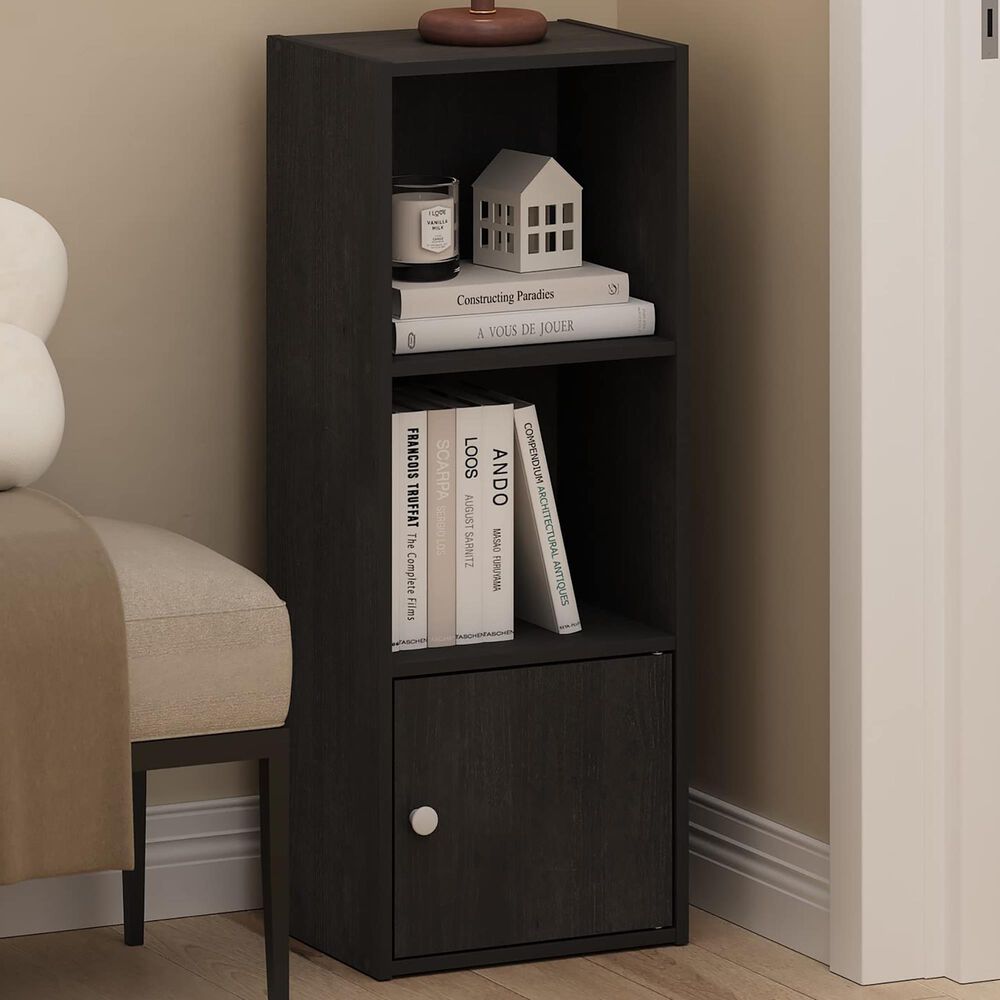 HOMLUX 3-Tier Shelf Bookcase with Door Storage Cabinet in Blackwood, , large