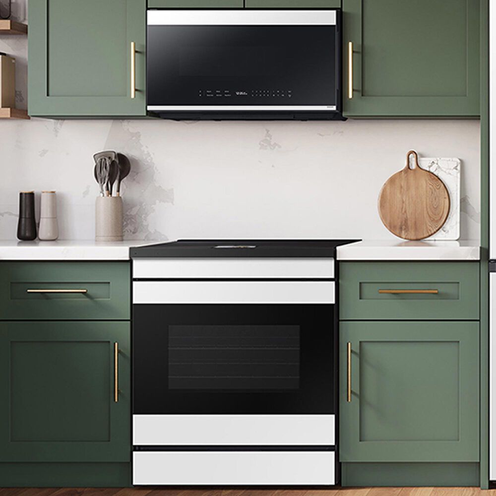 Samsung Bespoke 2-Piece Kitchen Package with 6.3 Cu. Ft. Slide-In Induction Range and 2.1 Cu. Ft. Over-the-Range Microwave in White, , large