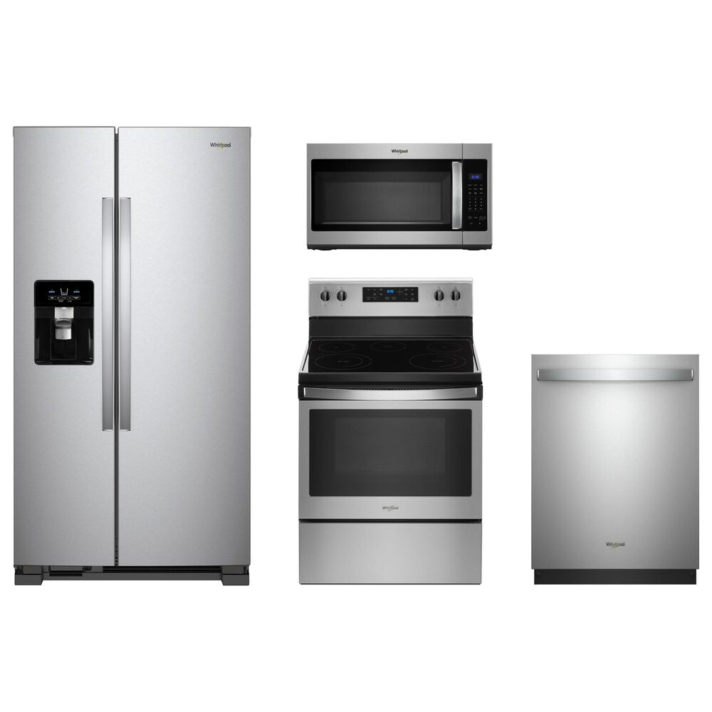 Whirlpool 4-Piece Kitchen Package with Freestanding Electric Range - Stainless Steel, , large