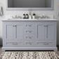 Lexora Home Dukes 60" Double Bathroom Vanity in Dark Grey with White Quartz Top and Rectangular Sinks, , large