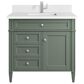 James Martin Vanities Brittany 36" Single Bathroom Vanity in Smokey Celadon with Single Hole 3 cm White Zeus Quartz Top and Rectangular Sink, , large