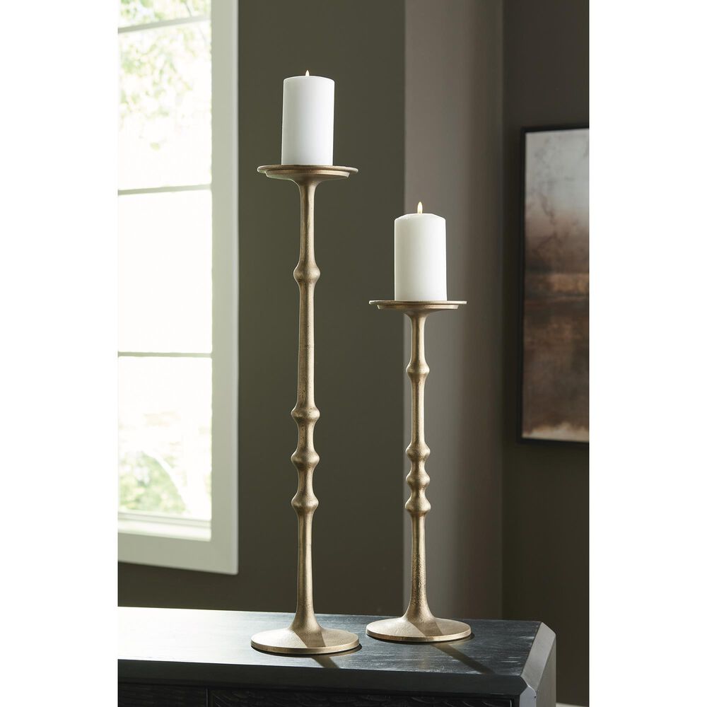 Ashley Larwick 2-Piece Candle Holder Set in Antique Brass, , large