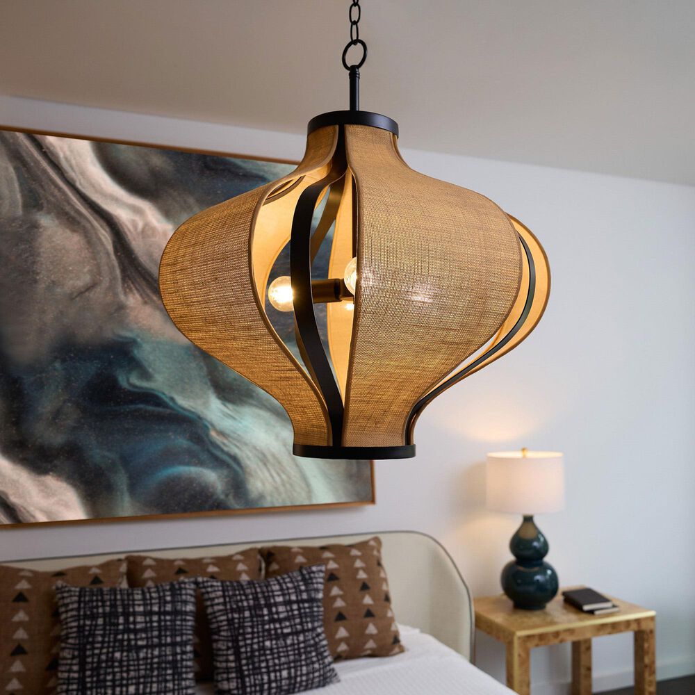 Quorum Monroe 3-Light Pendant in Matte Black, , large