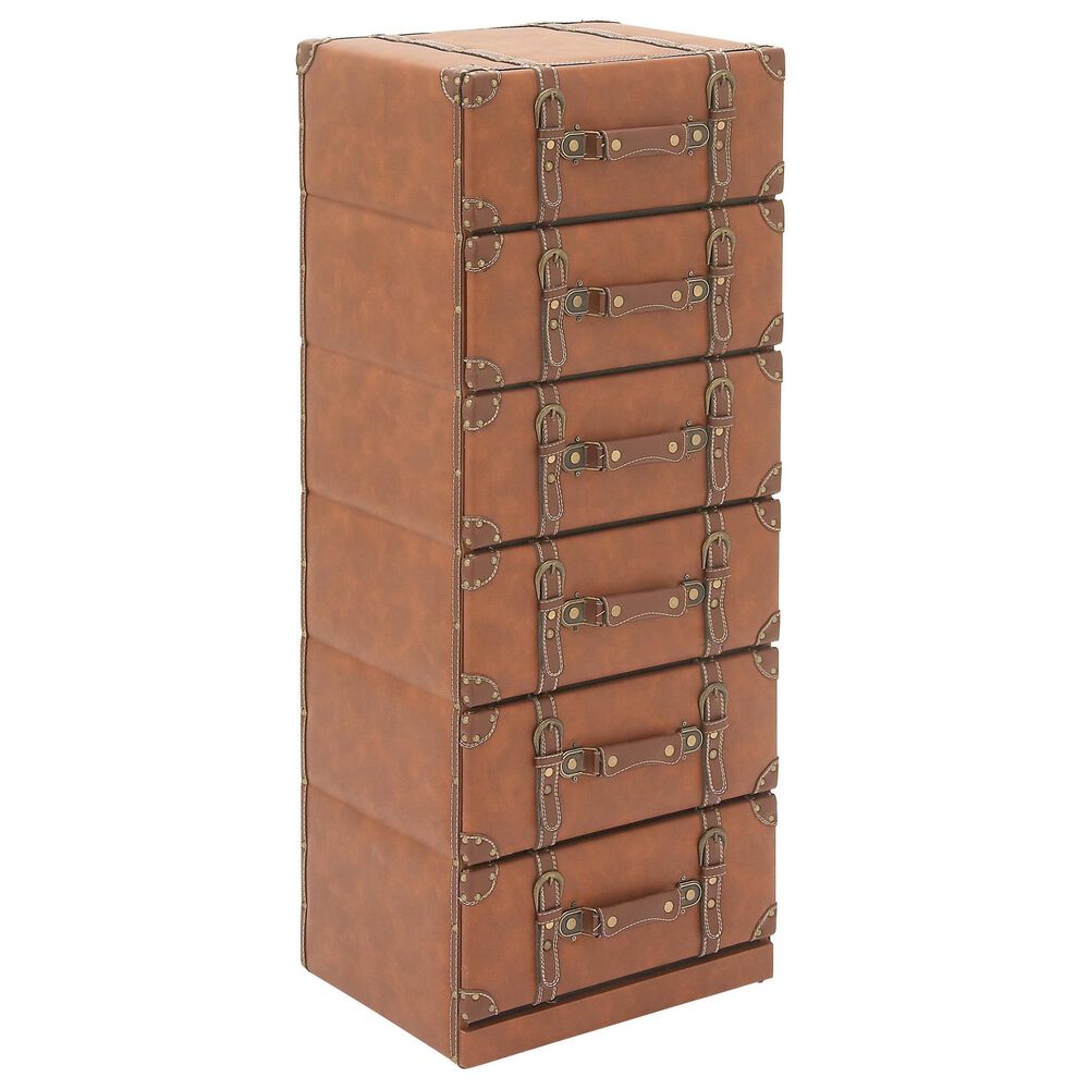 Maple and Jade 6-Drawer Room Chest with Buckle and Strap Details in Brown, , large