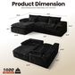 HOMLUX 112" Modern Sectional Sofa with Curved Armrests in Black, , large