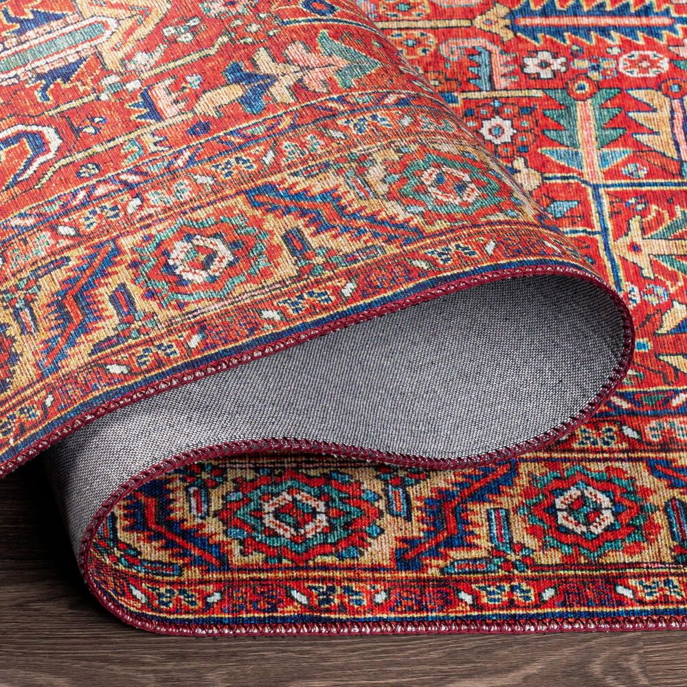 Surya Iris Burnt Orange, Dark Blue, Yellow, Light Pink, Oatmeal and Olive 2&#39;2&quot; x 3&#39;9&quot; Area Rug, , large