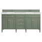 James Martin Vanities Brittany 72" Double Bathroom Vanity in Smokey Celadon with 3 cm Ethereal Noctis Quartz Top and Rectangular Sinks, , large