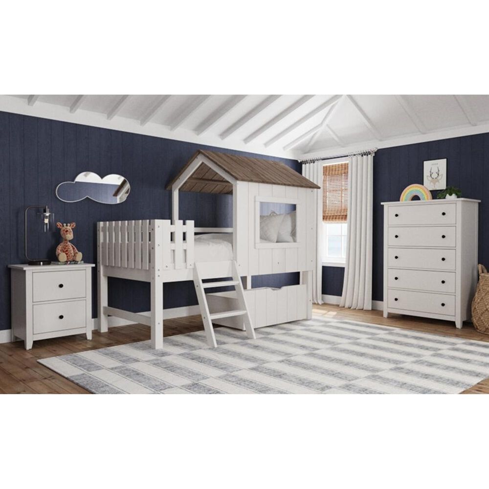 Eastern Shore Lodge Twin over Loft Complete Bunk Bed with Drawer in Cookies and Cream, , large