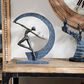 Maple and Jade 15" x 12" Resin Dancer and Crescent Moon Shaped Sculpture in Dark Gray and Gold, , large