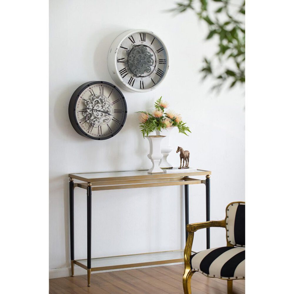 A&amp;B Home Roman Numeral Gear Wall Clock in Black, , large