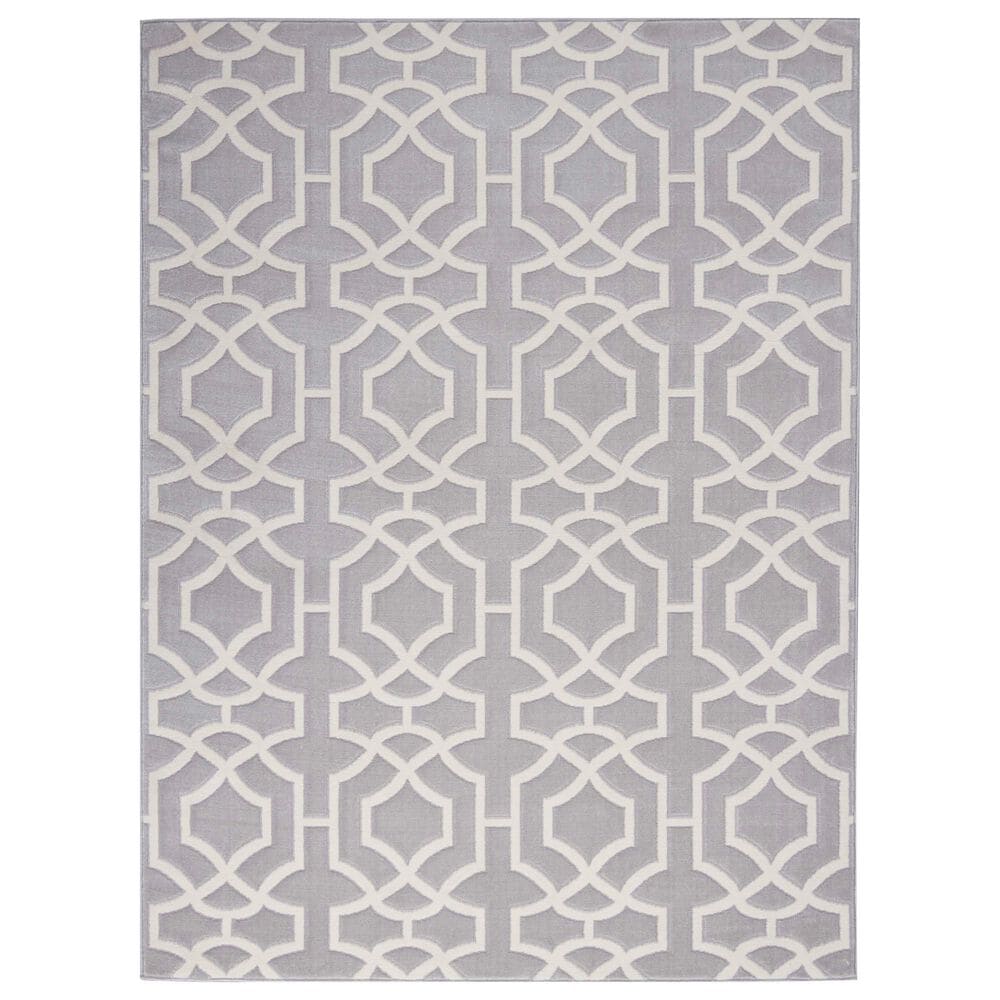 Nourison Joli 5"3" x 7"3" Grey and White Area Rug, , large