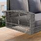 Hearth and Haven Go Outdoor 3-Seater PE Rattan Wicker Porch Swing Bench in Gray, , large