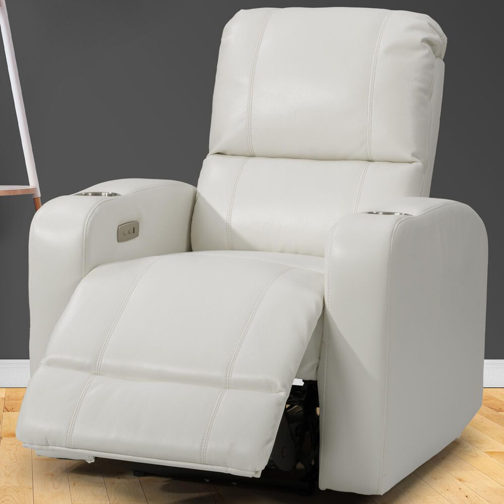 CorLiving Oren Power Theatre Wall Hugger Recliner in White, , large