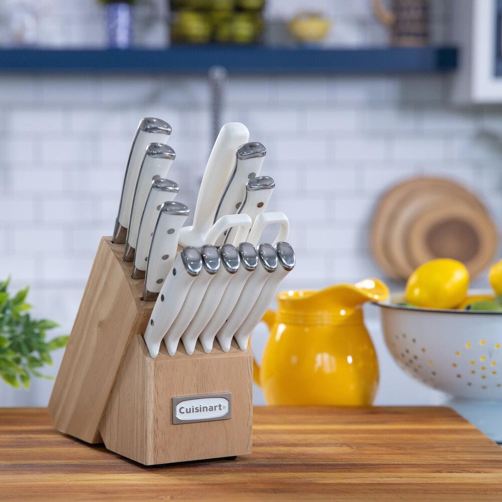 Cuisinart Classic Triple Rivet 15-Piece Knife Block Set in White, , large